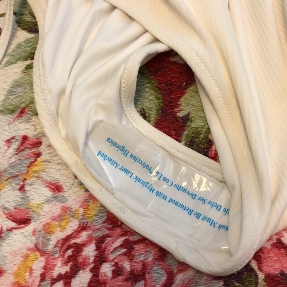 Shade & Shore White Double O-Ring w/Tie-Up Back 1-Piece Swimsuit L 12/14 New NWT - Picture 13 of 13